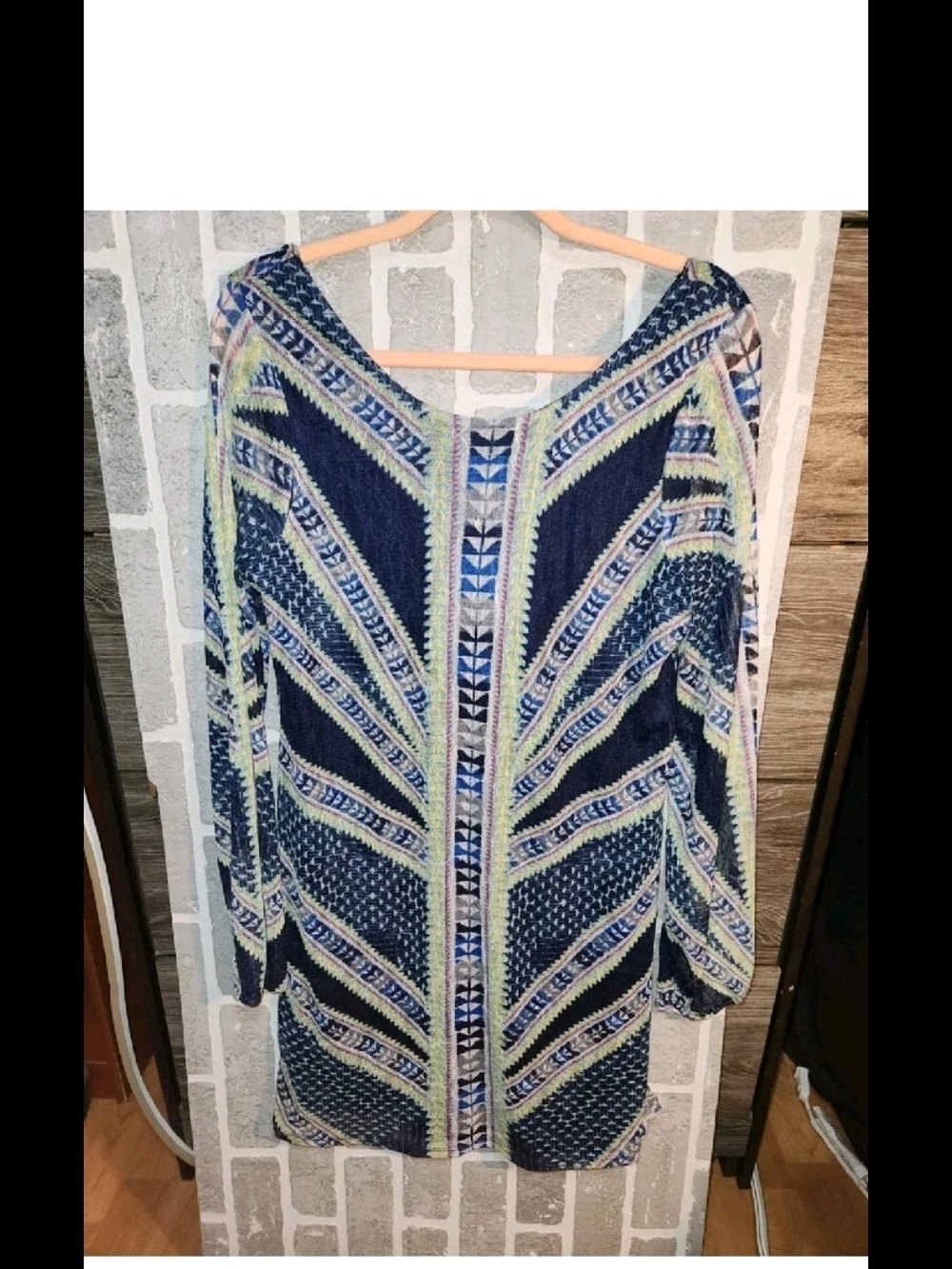 Fire Los Angeles Navy Blue & Light Green Patterned Tunic